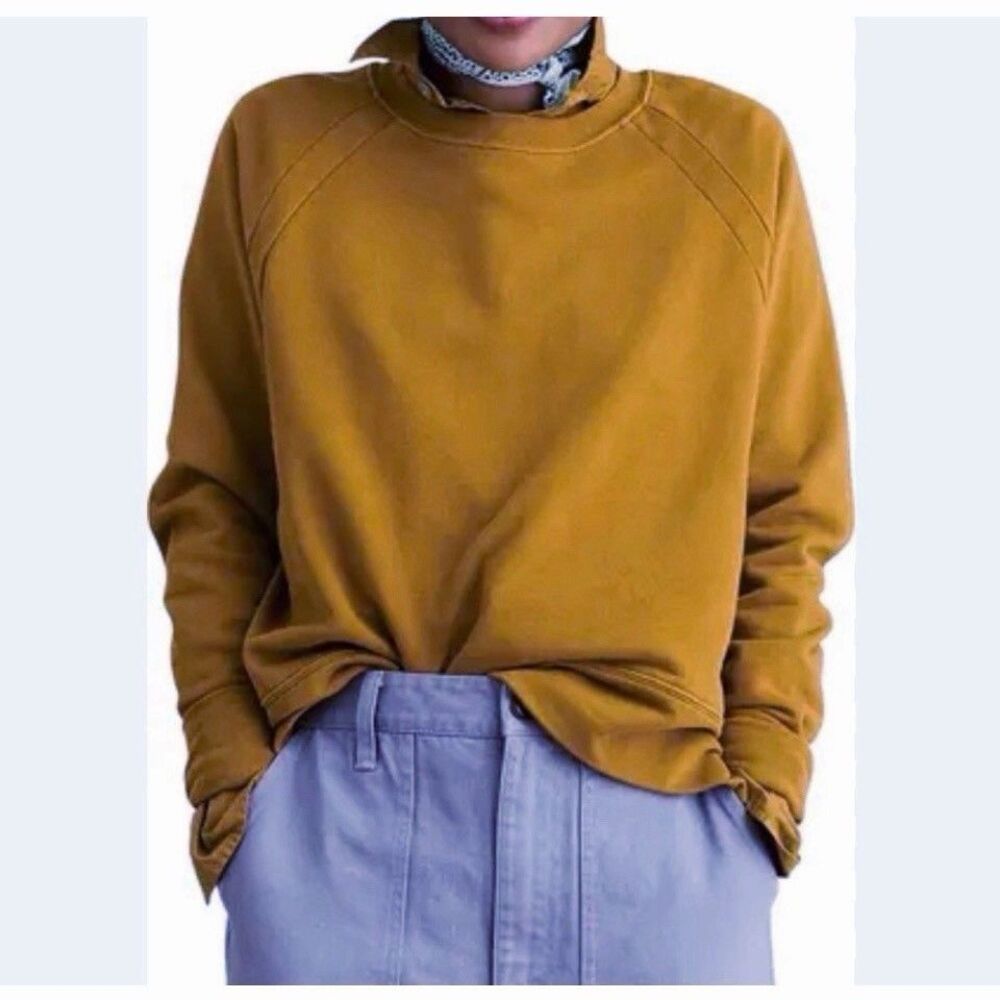 Alex Mill Womens Mustard Yellow Long Sleeve Crewneck Cotton Sweatshirt Sz XXL